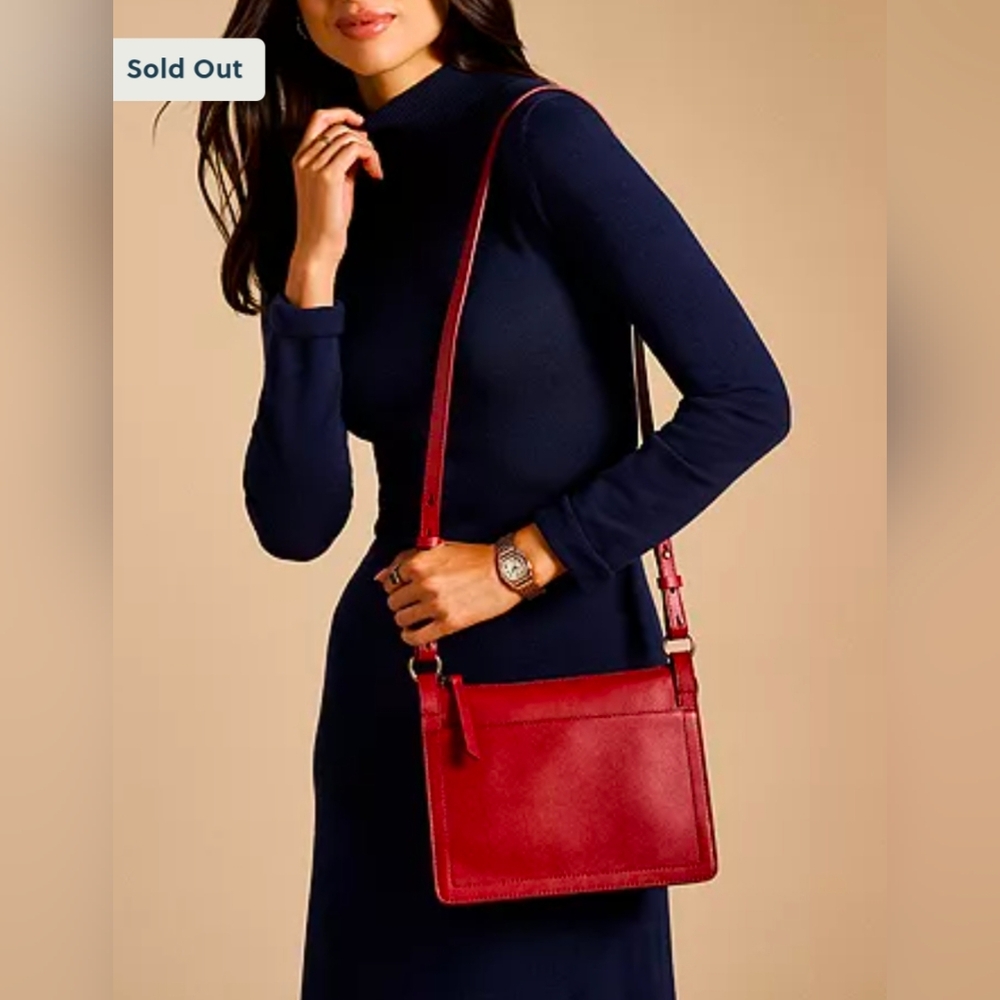NWT Fossil Taryn Leather Crossbody Bag - Red